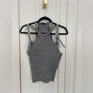 Gray Zara Y2k inspired Ribbed Women's Top